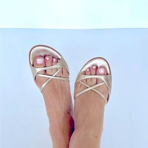 Jimmy Choo Gold Slides Size 5.5